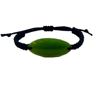 NZ Greenstone Oval Bracelet 20mm with Macrame Strap - Adjustable-bracelet-Westland Greenstone