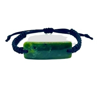 NZ Greenstone Long Bracelet 15mm with Macrame Strap - Adjustable-bracelet-Westland Greenstone