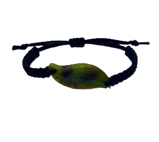 NZ Greenstone Leaf Bracelet 20mm with Macrame Strap - Adjustable-bracelet-Westland Greenstone