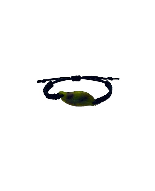 NZ Greenstone Leaf Bracelet 20mm with Macrame Strap - Adjustable